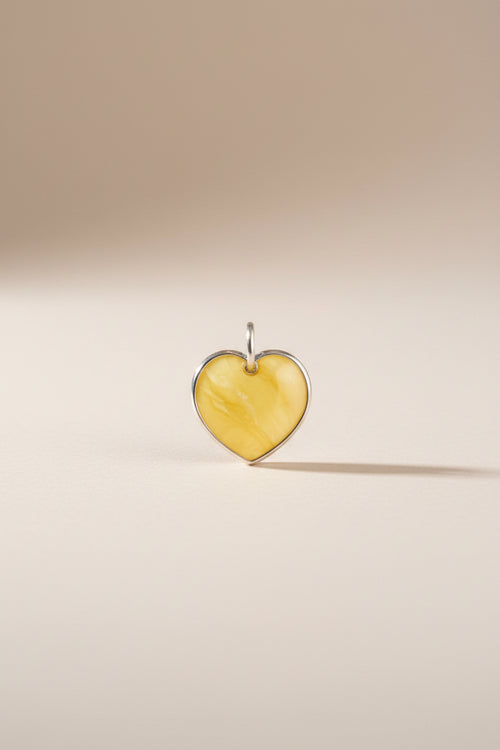 Sterling Silver Amber Heart Necklace