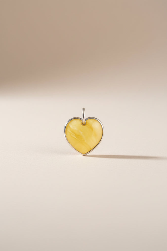Sterling Silver Amber Heart Necklace
