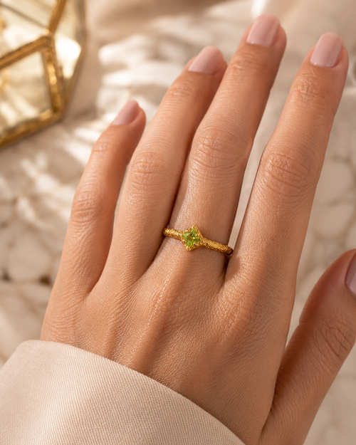 August birthstone jewelry peridot ring petite peridot ring perfect gift for anniversary