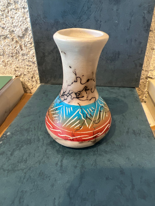 Shana Sam Horsehair Pottery – Ceramic Multicolored Vase