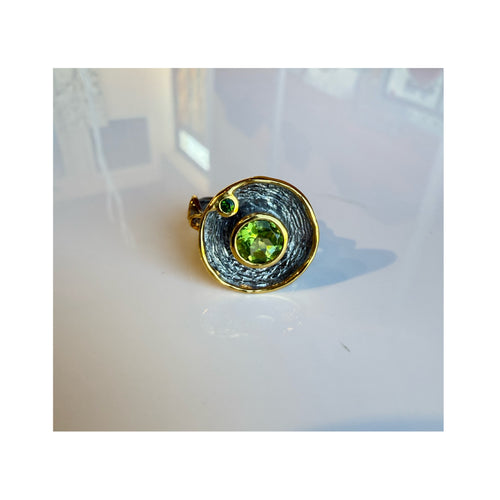 Peridot & Green Chrome Diopside Ring