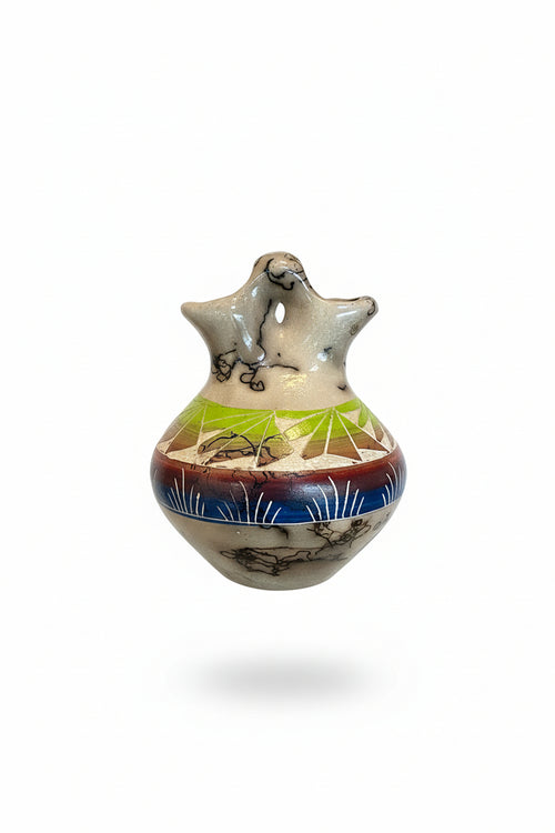 Navajo Carved Vase by Artist Marilyn Sam 6"H x 5"W