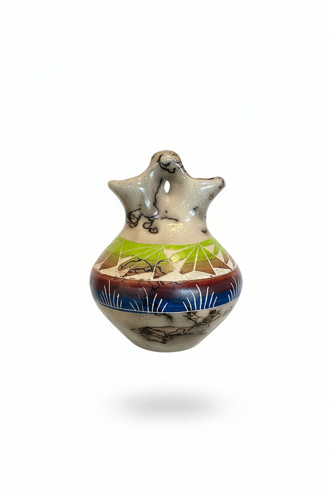 Navajo Carved Vase by Artist Marilyn Sam 6"H x 5"W