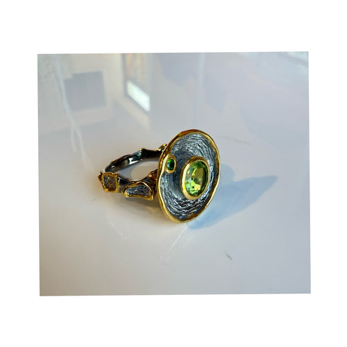 Peridot & Green Chrome Diopside Ring