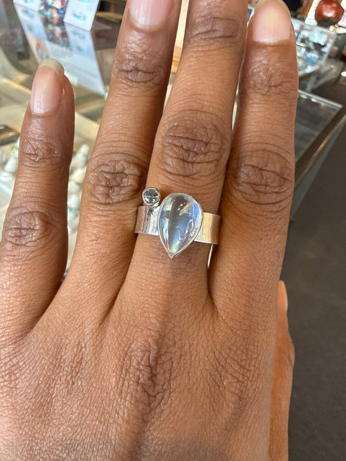 Moonstone & Grey Spinel Ring