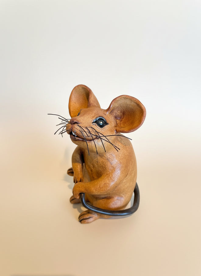 Handmade Ceramic Mouse Sculpture by Sumati Colpitts