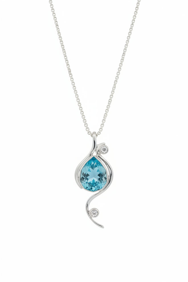 Swiss Blue Topaz & White Topaz Necklace - One-of-a-Kind