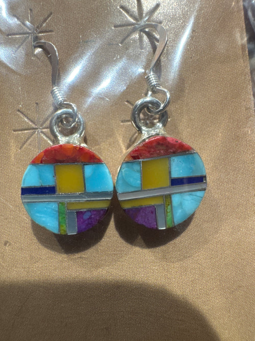 Round Multi Stone Dangle Earrings