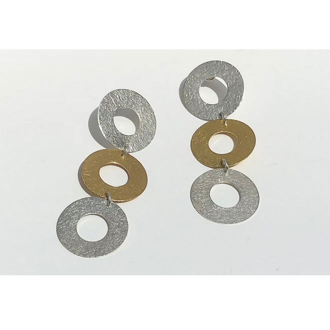 Long Drop 3 Disc Earrings