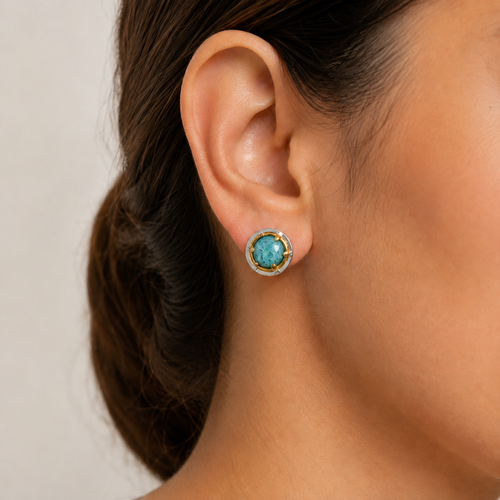 Beautiful Blue Stud Earrings Luxury Fine Jewelry 
