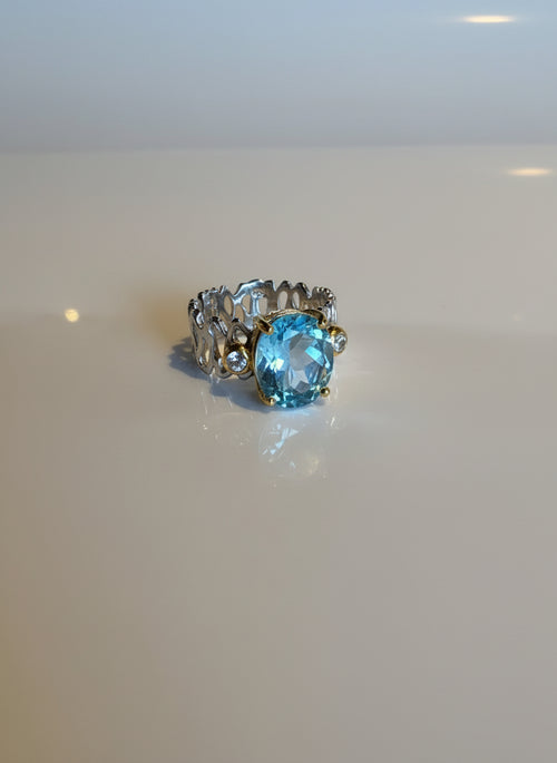 Blue Topaz & White Topaz Ring