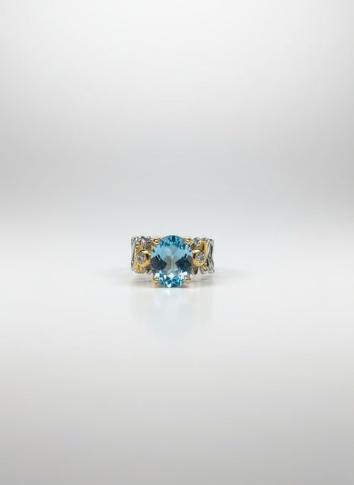 Blue Topaz & White Topaz Ring
