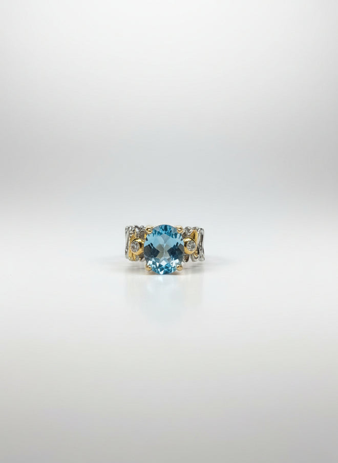 Blue Topaz & White Topaz Ring