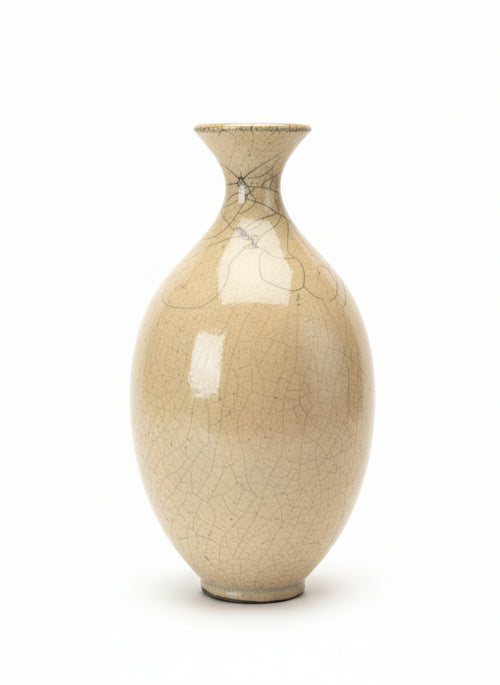 Handmade Crackle Glaze Ceramic Bottle 9"h x 5"w