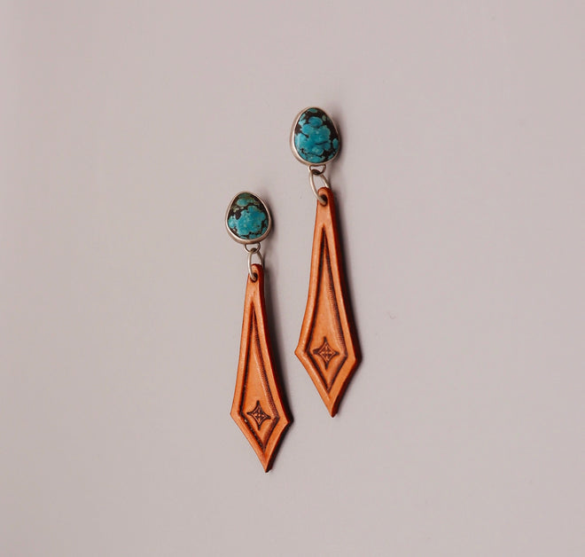 Turquoise Leather Drop Earrings