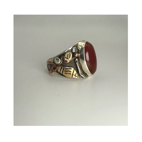 Mixed-Metal Red Jasper Statement Ring