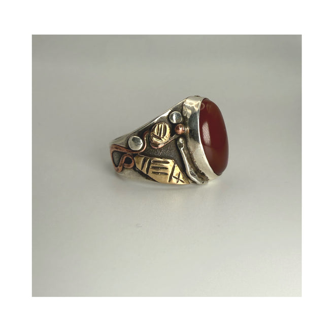 Mixed-Metal Red Jasper Statement Ring