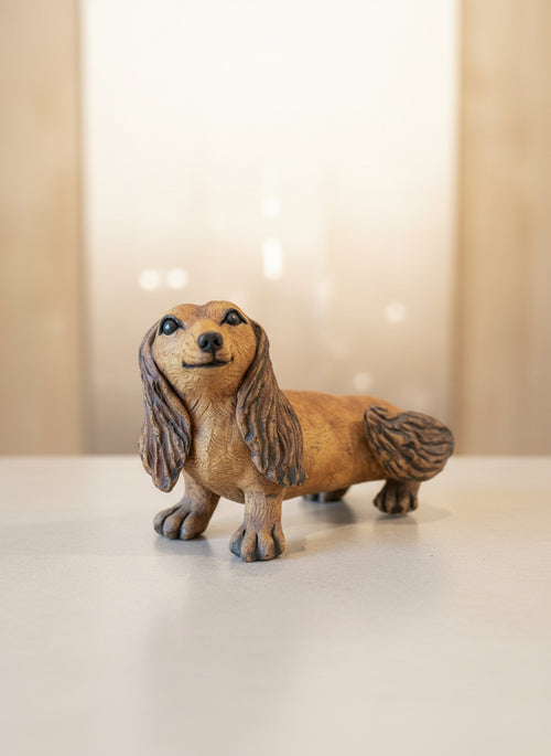 One-of-a-Kind Ceramic Daxie The Dog Sculpture – Handmade Animal Art for Home & Garden
