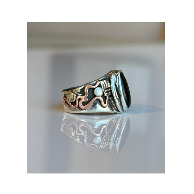 Black Onyx stone Inlaid Ring