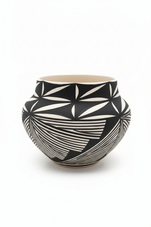 B Chino (Acoma Tribe) Ceramic Vase 7.5"H x 9"W