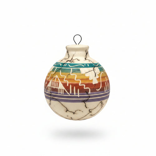 Navajo Horsehair Pottery Christmas Ornament – Handmade Ceramic Southwest Ornament