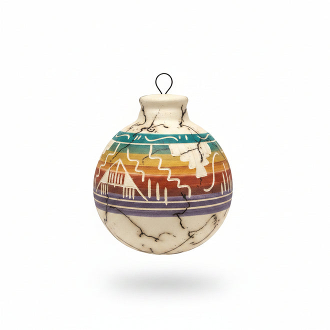 Navajo Horsehair Pottery Christmas Ornament – Handmade Ceramic Southwest Ornament