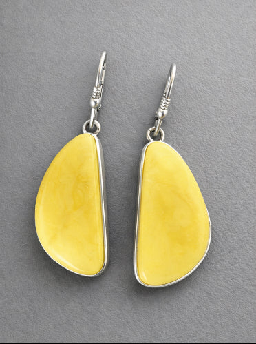 Sterling Silver Butter Scotch Amber Earrings