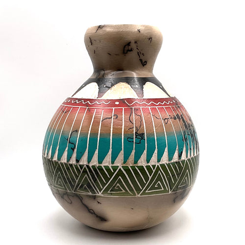 Navajo Carved Vase by Artist Vanessa Sam 6.5"H x 4.5" W