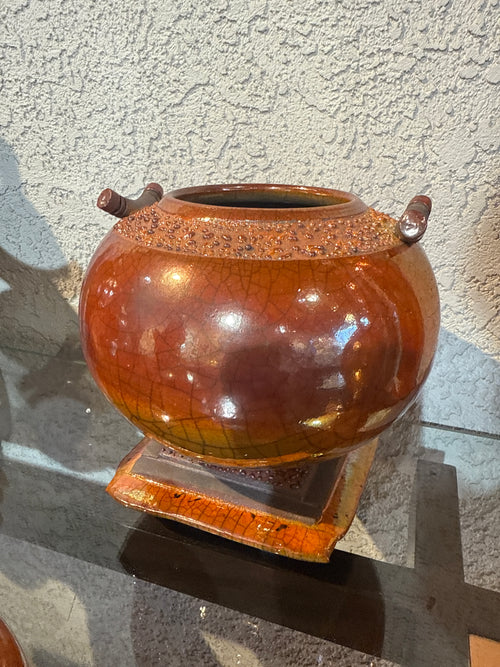 Raku Ferric Vase with base plate