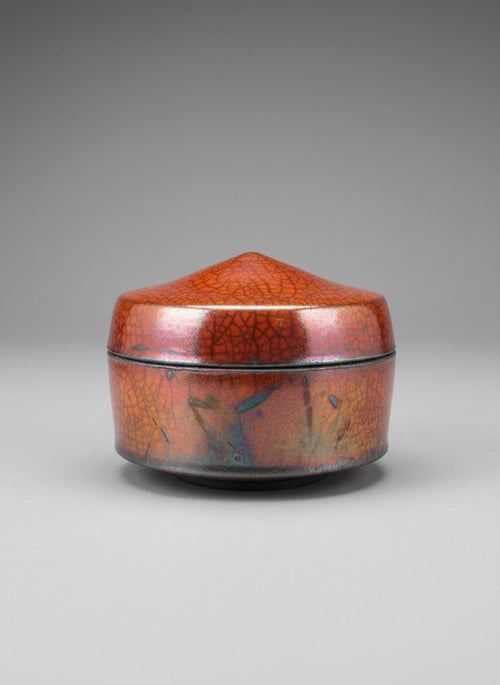 Raku Ferric Vase with lid