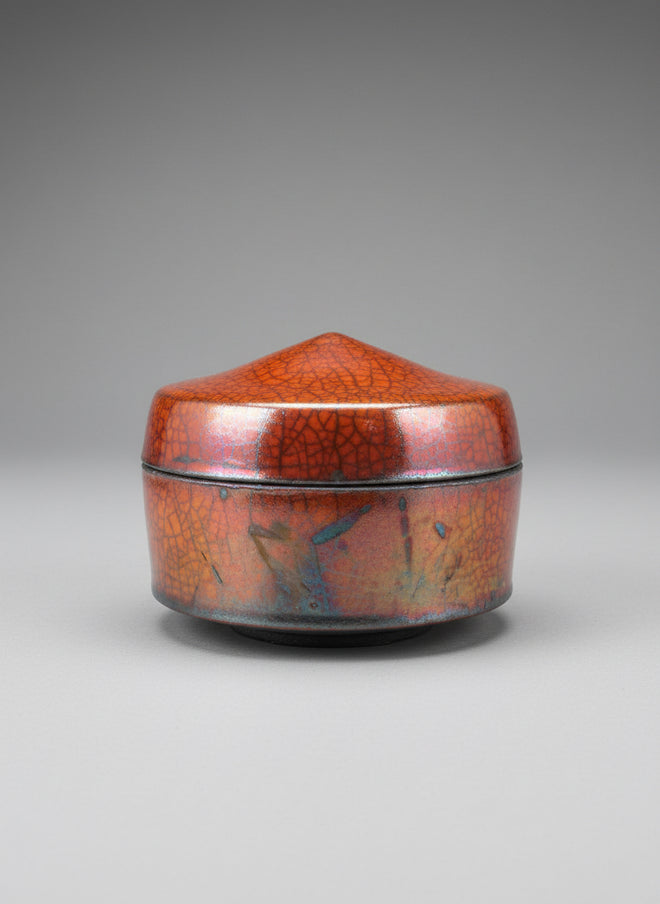 Raku Ferric Vase with lid