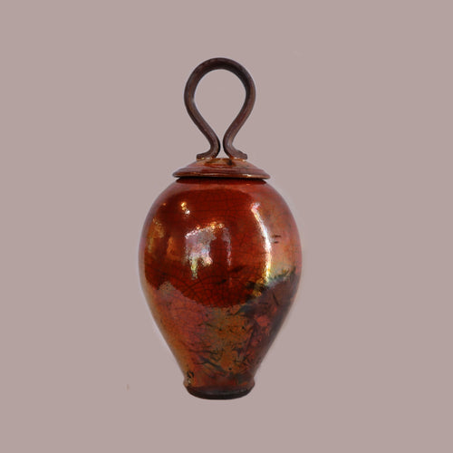 Raku Ferric Lidded Vase