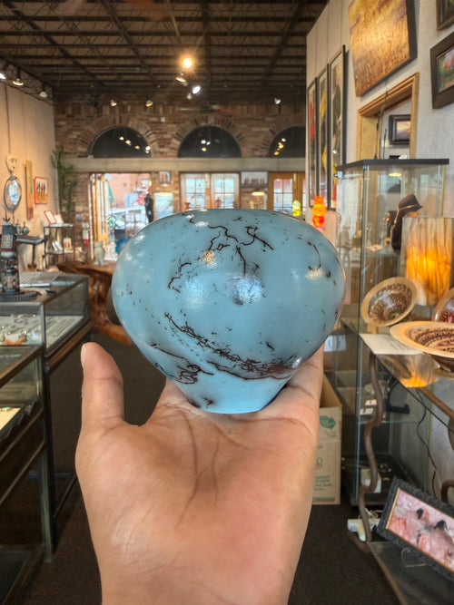 Light Blue/Grey Horsehair Glaze Orb - Seed Pot (Copy)