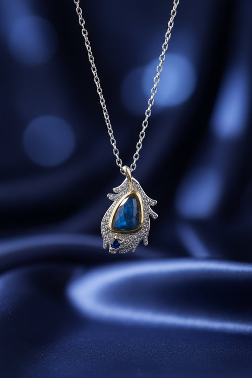 Spectrolite & Blue Sapphire Necklace - One-of-a-Kind