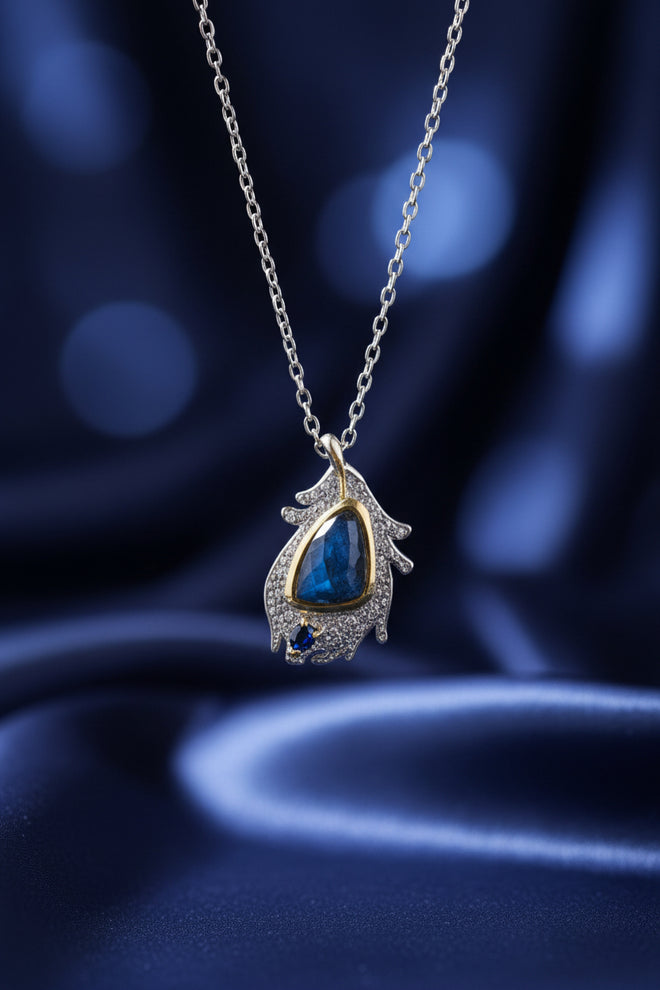 Spectrolite & Blue Sapphire Necklace - One-of-a-Kind