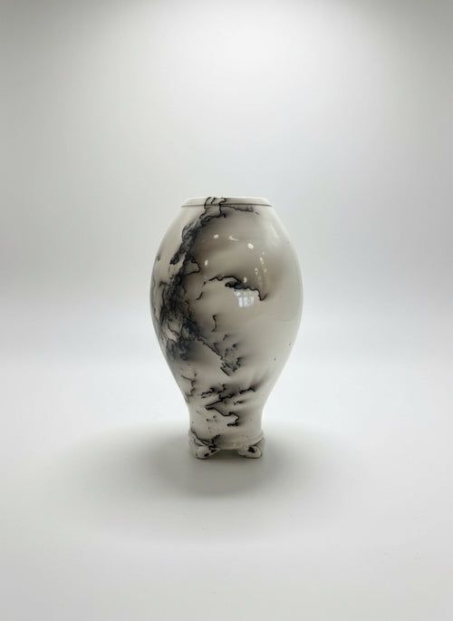 White Horsehair Lidded Vessel by Bob Smith