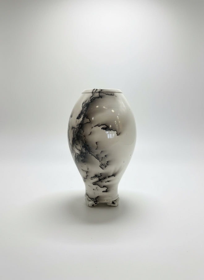 White Horsehair Lidded Vessel by Bob Smith