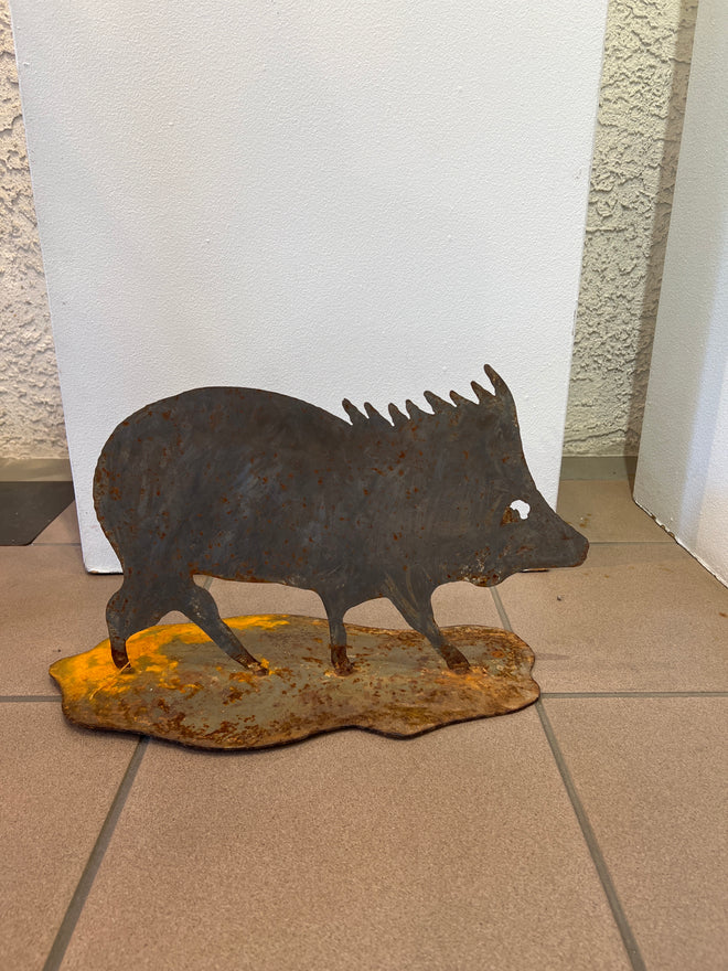 Javelina rustic metal on base