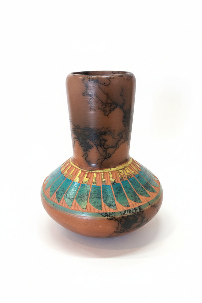 Navajo Carved Vase by Artist Manuel Brieno 5"H x 4.5"W
