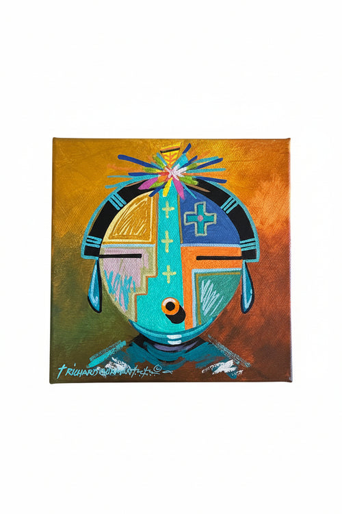 Ceremonial Spirit Figure – Original Richard Gorman Navajo Painting 6"x6" (Original Wall Art)