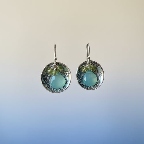 Blue Chalcedony & Peridot Earrings - Handmade in Sedona Arizona