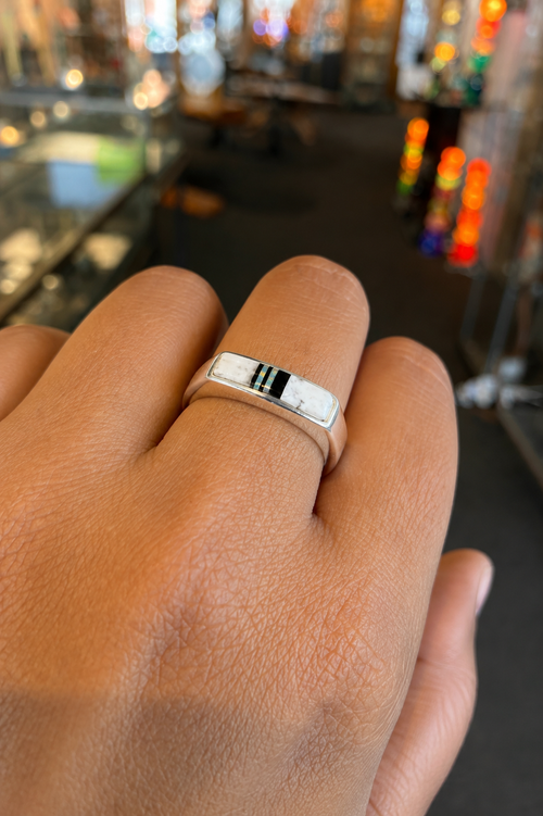 Native American Buffalo Turquoise Petite Inlay Ring