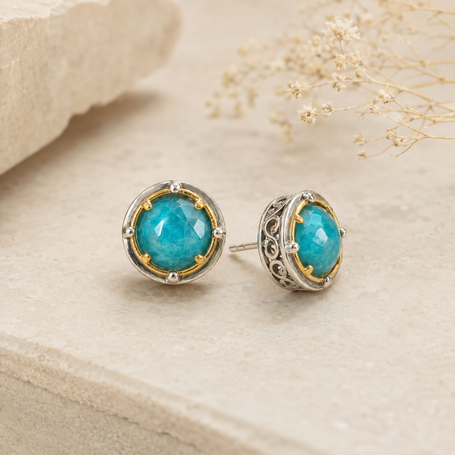 Chrysocolla Post Sud Earrings Anatoli Jewelry