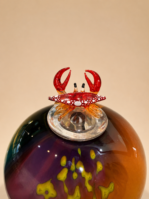 Crab Glass Lidded Jar