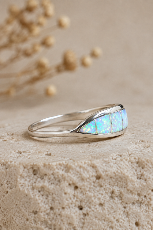 White Cultured Opal Inlay Sterling Silver Ring – Cynthia Johnson