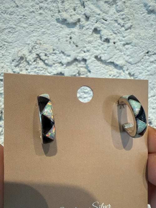 Black Jade & Opal Earrings