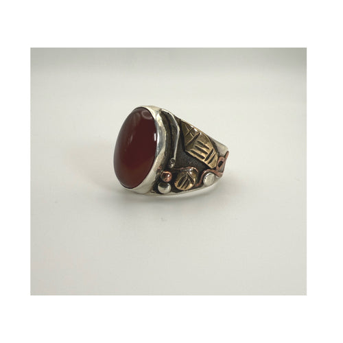 Mixed-Metal Red Jasper Statement Ring