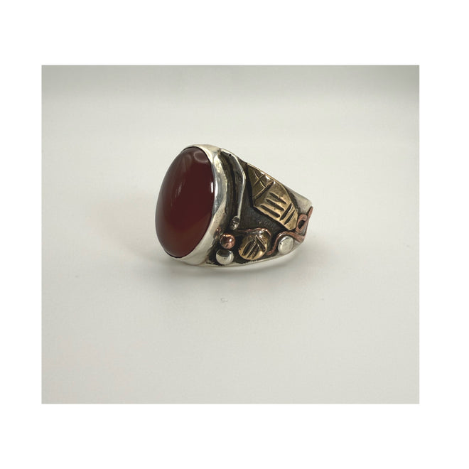 Mixed-Metal Red Jasper Statement Ring