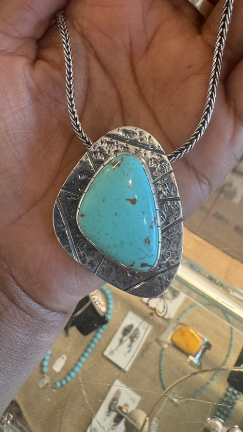 Sterling Silver Alacran Turquoise Pendent