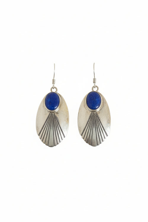 Sterling Lapis Earrings (Navajo Handmade)